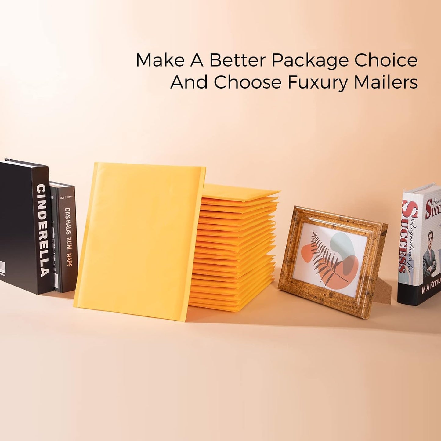 Fuxury Kraft Bubble Mailer 4x8” 50Pack Padded Envelopes Usable Size 4x7" Strong Adhesion Thick Bubble Envelopes Waterproof Cushioned Bubble Mailers Packaging for Small Business #000 Yellow