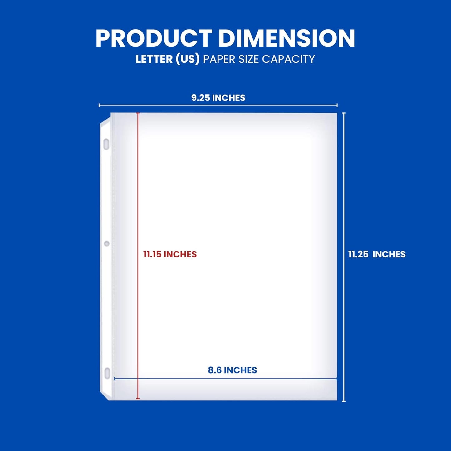 50 Sheet Protectors 8.5 x 11 for 3 Ring Binder, Heavy Duty, Clear Page Protectors, Polypropylene Plastic Sleeves for Paper, Top Loading, Acid Free, Reinforced Holes, Archival Safe - Performore