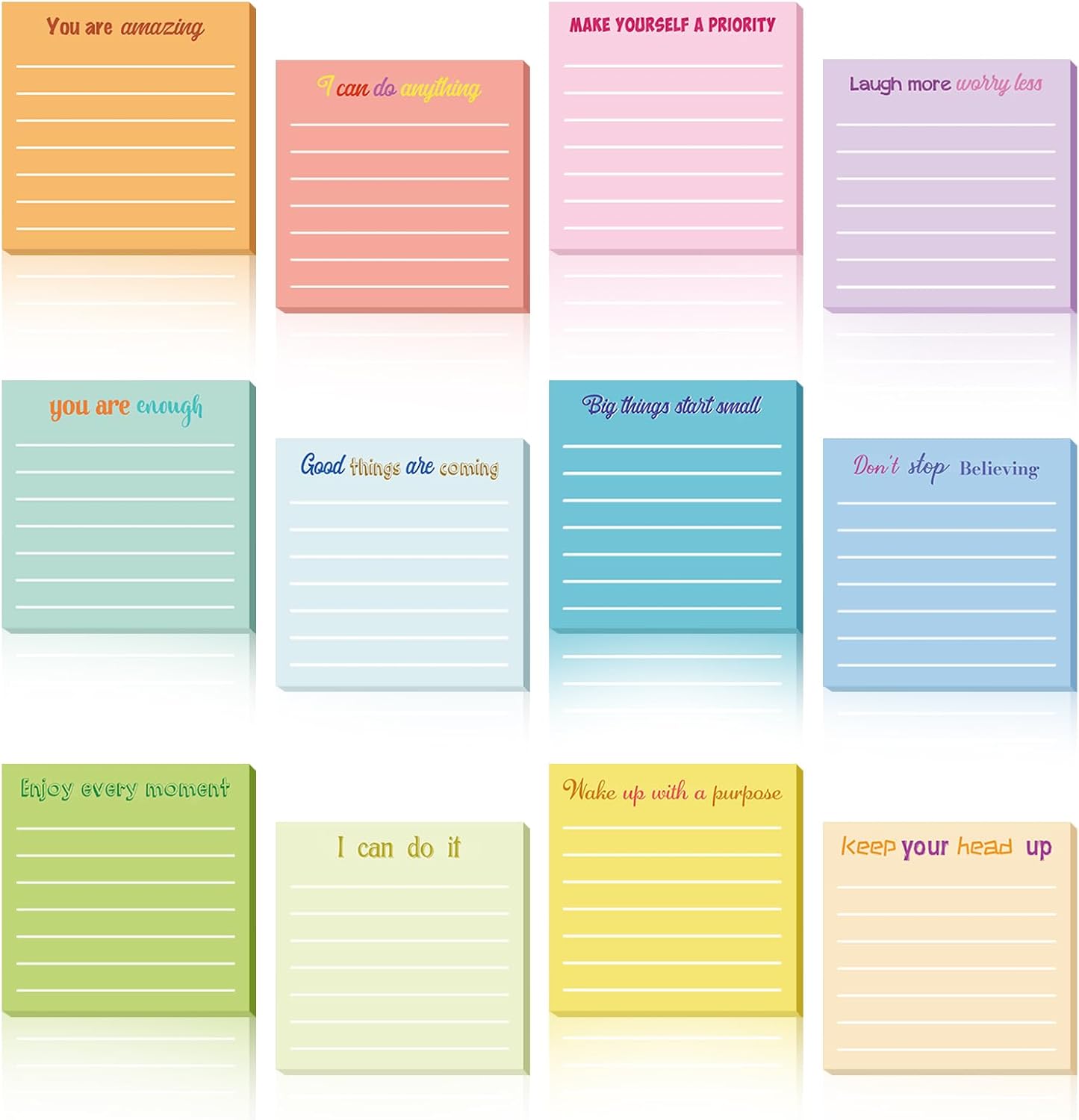 Yinder 48 Pcs Inspirational Sticky Notes Cute Motivational Sticky Notes Pad End of Year Employee Appreciation Gifts Bulk for Teacher Nurse Coworkers Office Supplies 3 x 3'' (Thank You,Dark Color)