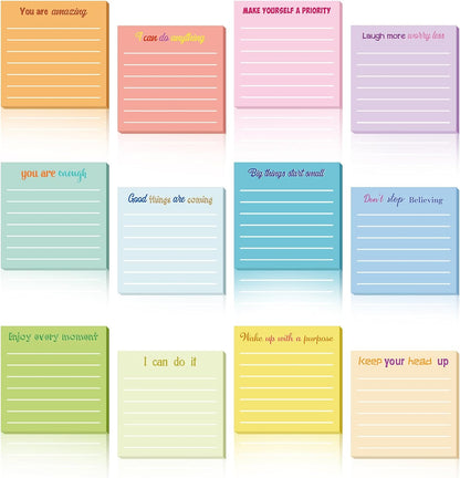 Yinder 48 Pcs Inspirational Sticky Notes Cute Motivational Sticky Notes Pad End of Year Employee Appreciation Gifts Bulk for Teacher Nurse Coworkers Office Supplies 3 x 3'' (Thank You,Dark Color)