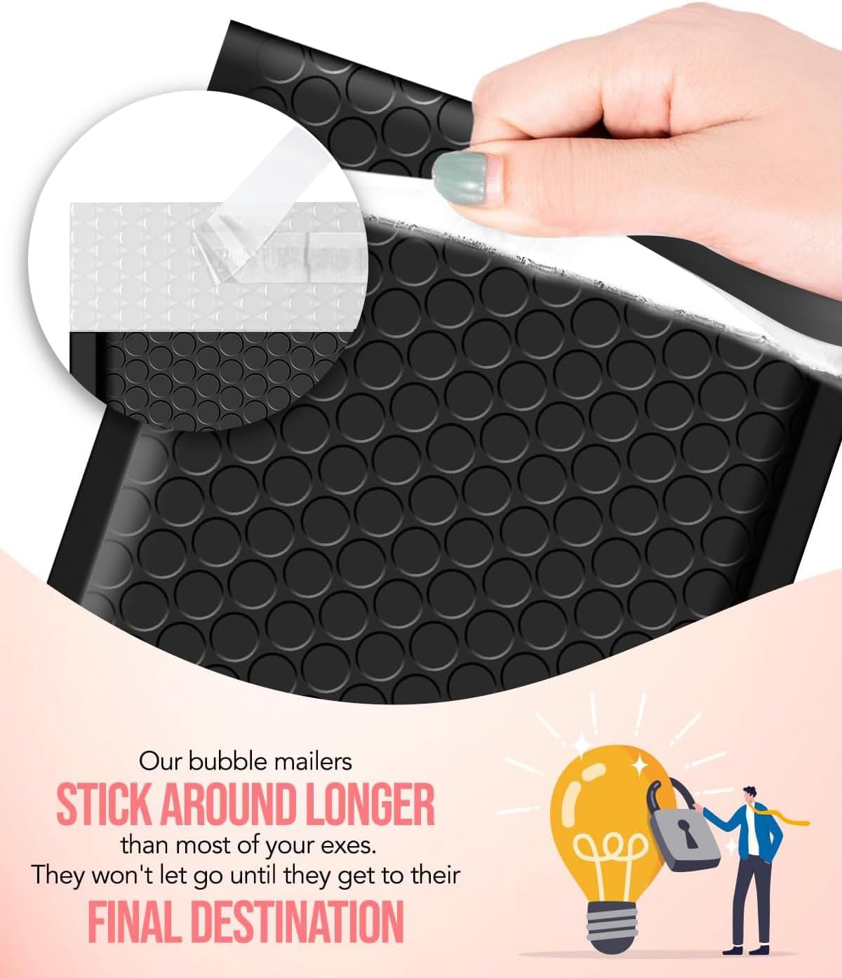 GSSUSA Black Bubble Mailers 4x8 Inches 50 Pack, Usable Size 4X7" Bubble Envelopes for Small Business, Padded Envelope, Shipping Mailers, Packaging Bags, Mailing Envelopes, Shipping Supplies