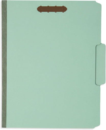 Blue Summit Pressboard File Folders, 2 inch Expansion Pressboard Folders Letter Size, Pressboard Folders with Fasteners, Gray/Green – 25 Pack
