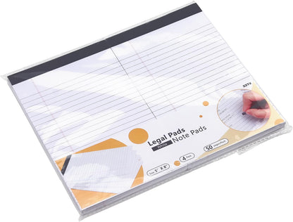ZZTX Legal Pads Note Pads 5 x 8 Inch Lined Writing Pads, 50 Sheets Per Writing Pad, 4 Pack (Multicolor)