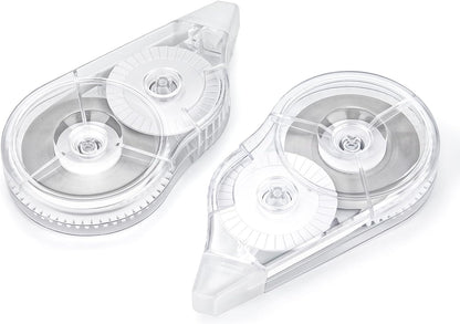 2 Pcs Correction Tape, 98.43 Ft White Wrong Out Tear-Resistant Bulk, Instant Corrections Easy To Use Applicator for School, Office, Note Taking, Journal (Tape Width 0.2 in，Clear)