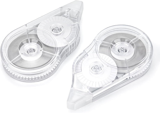 2 Pcs Correction Tape, 98.43 Ft White Wrong Out Tear-Resistant Bulk, Instant Corrections Easy To Use Applicator for School, Office, Note Taking, Journal (Tape Width 0.2 in，Clear)