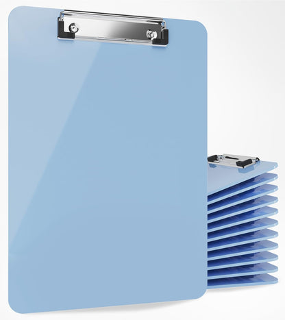 Light Blue Plastic Clipboard with Low Profile Clip (Pack of 6) - Letter Size Clipboard Blue with Flat Clip, A4 Size Acrylic Clip Board for Boys and Girls | Cute College & Back to School Supplies