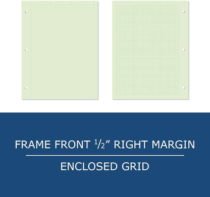 ROARING SPRING Graph Ruled Engineering Pad, Engineering Graph Paper Pad, 5x5 Enclosed Grid, 8.5" x 11", 100 Sheets, 3 Hole Punched, Buff Tinted Sheets, Made in USA