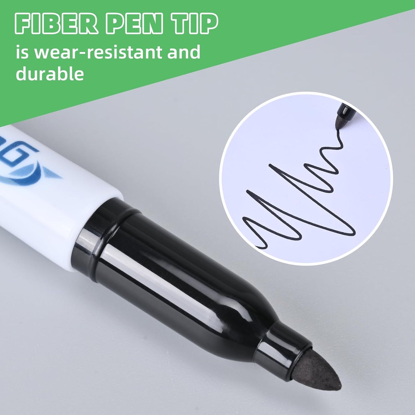 Cgerma Ultra Fine Point Permanent Markers Black, 18 Pack Ultra Fine Tip Markers, Waterproof, Quickly Dry, No bleed, Works on Plastic, Wood,Stone, Metal and Glass for School Office Home