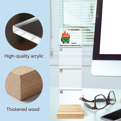 Sticky Notes Monitor Memo Board Acrylic Note Holder with Removable Wooden Base, Everything is Fine Logo Desk Set Includes 200 Sheets Two Sizes Sticky Notes, Office Desk Accessories Organizer