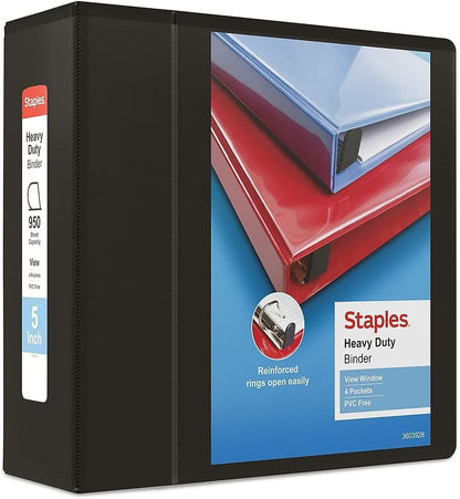 Staples Heavy-Duty 2-Inch D-Ring View Binder, Reinforced Spine, Holds Up to 450 Sheets, Gray, for Office & School