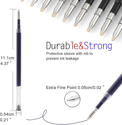 8 Pieces Replaceable Ballpoint Pen Refills Work for Most Brands Pens with Smooth Writing,Free-Flowing German Ink with Medium 0.5mm Ballpoint Tip(Black Refills and Length 4.4inch)