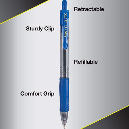 PILOT G2 Premium Refillable and Retractable Rolling Ball Gel Pens, Bold Point, Black Ink, 4-Pack (31254)