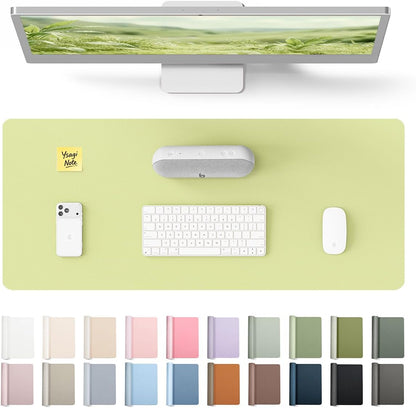 YSAGi Leather Desk Pad Protector, Office Desk Mat, Large Mouse Pad, Non-Slip PU Leather Desk Blotter, Waterproof Laptop Desk Writing Pad for Office and Home (23.6" x 13.8", Eggshell) - Colors A