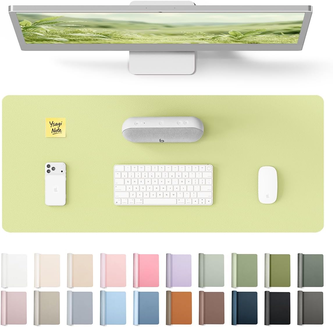 YSAGi Leather Office Desk Pad Protector, Large Mouse Pad, Non-Slip, PU Leather, Laptop Desk Blotter, Waterproof Writing Pad for Office and Home, Black, 23.6" x 13.8" - Colors A
