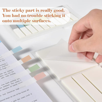 BAYTORY 700 Sheets Transparent Sticky Notes, Clear Waterproof 3 x 3 inch See Through Memo Pad, Self-Adhesive Translucent Writable Index Tabs for Annotating Books, Office & School Study Supplies