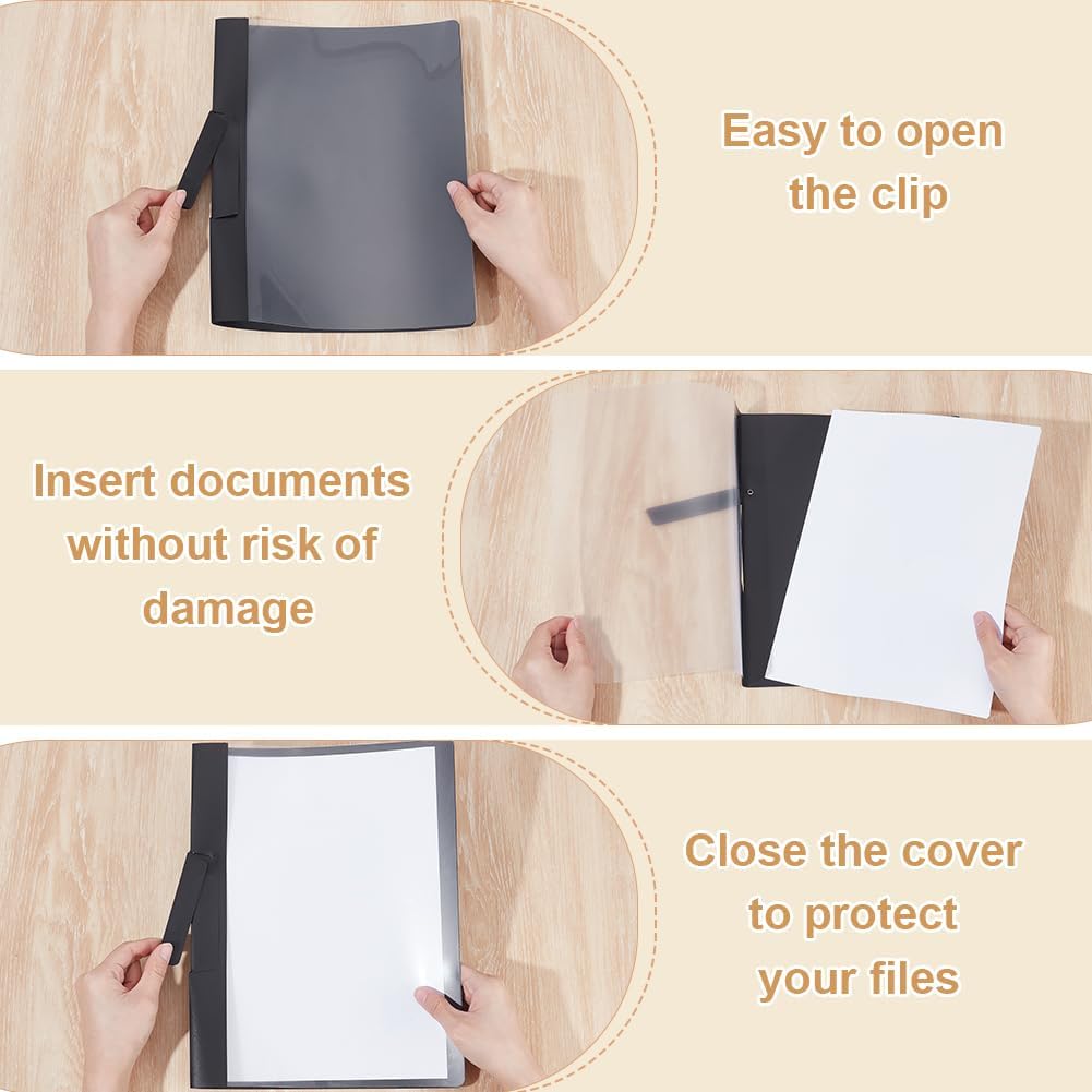30 Pack Presentation Folders, 9x11.4Inch Clear Report Covers with Swing Clip Resume Portfolio Folder Document Binder with 5pcs Stickers for Business Office Files Document, Letter Size