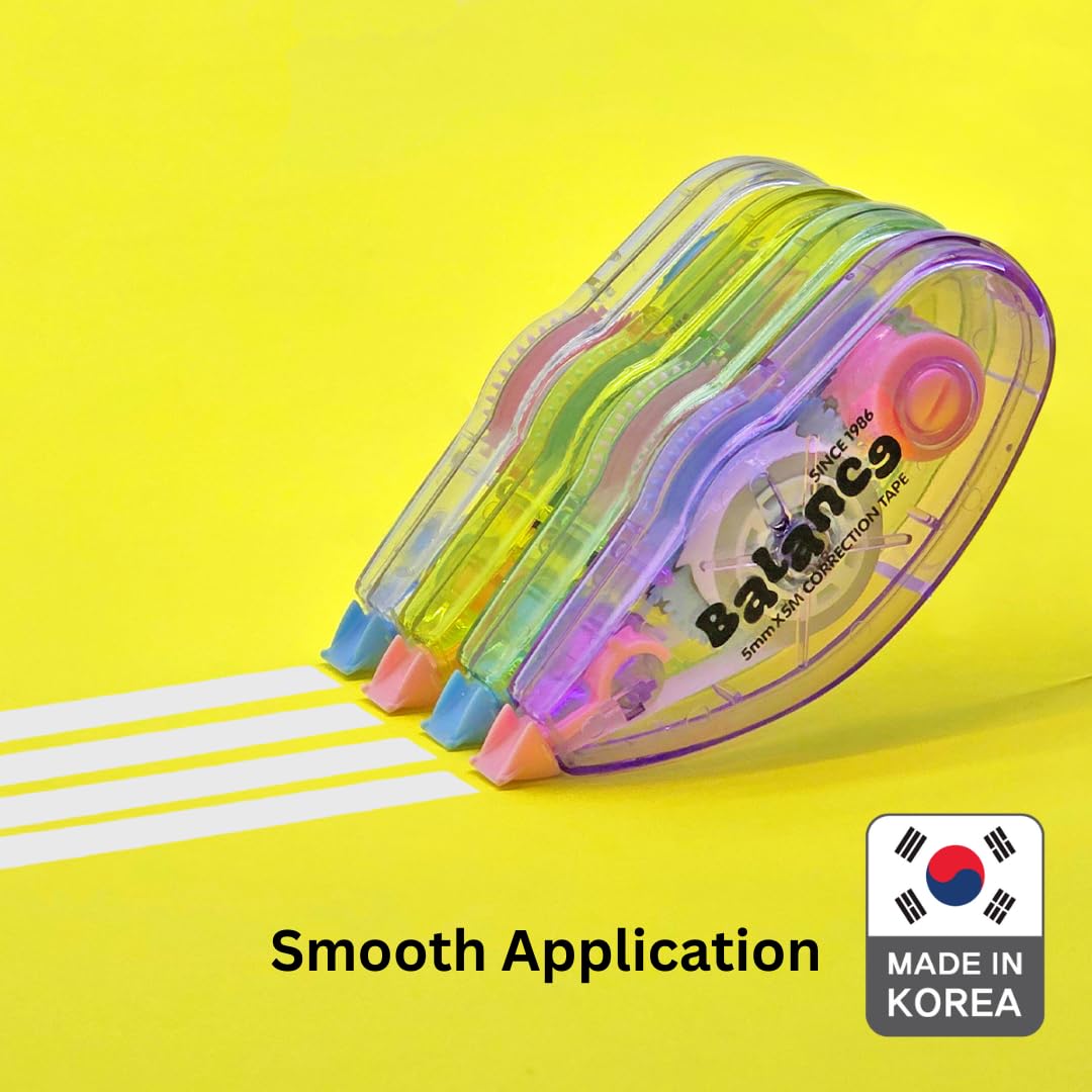 Correction Tape – Instant Dry Correction Tape for Smooth, Precise Corrections | Korea’s #1 Manufacturer | Office & School Supplies | 5mm x 5m (0.19 in x 5.47 yds) | 10 Pack