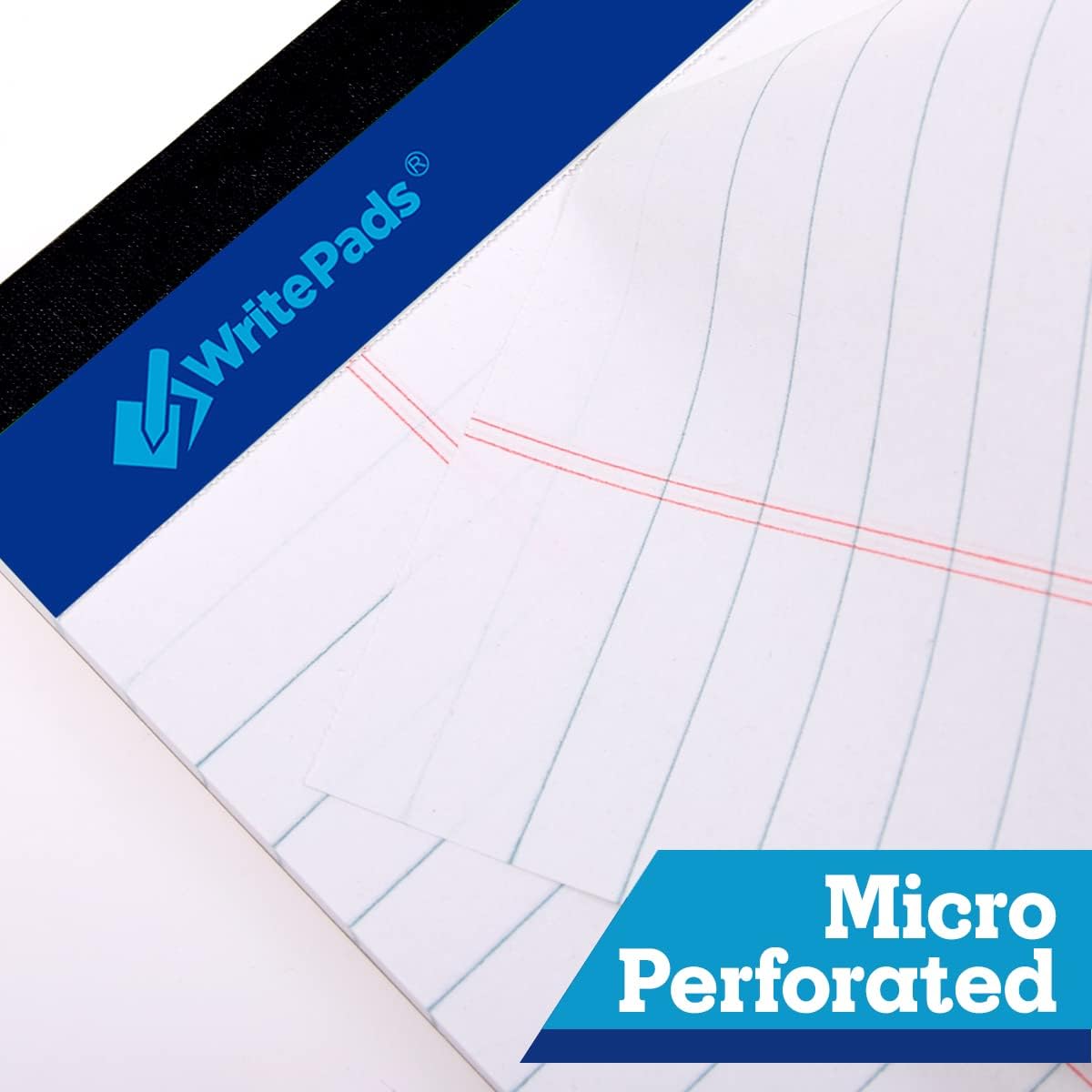 6 Pack Legal Note Pads Wide Ruled 8.5" x 11" Writing Pads (50 Sheets/Pad) White Recycled Paper Micro-Perforated Notepad Hard Back Notepads for Office & School Supplies - Made in USA