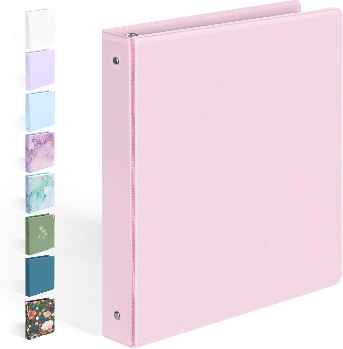 BinderX Extra Durable 3 Ring Binder, Round Rings 1 Inch Binder, Fits 175 Sheets of 8.5x11 Paper, Customizable View Cover with Inside Pockets, Cute 1" Binders, 1 Inch Binders 3 Ring, Pink