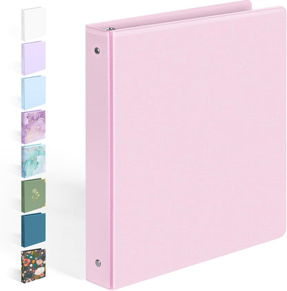 BinderX Extra Durable 3 Ring Binder, Round Rings 1 Inch Binder, Fits 175 Sheets of 8.5x11 Paper, Customizable View Cover with Inside Pockets, Cute 1" Binders, 1 Inch Binders 3 Ring, Pink