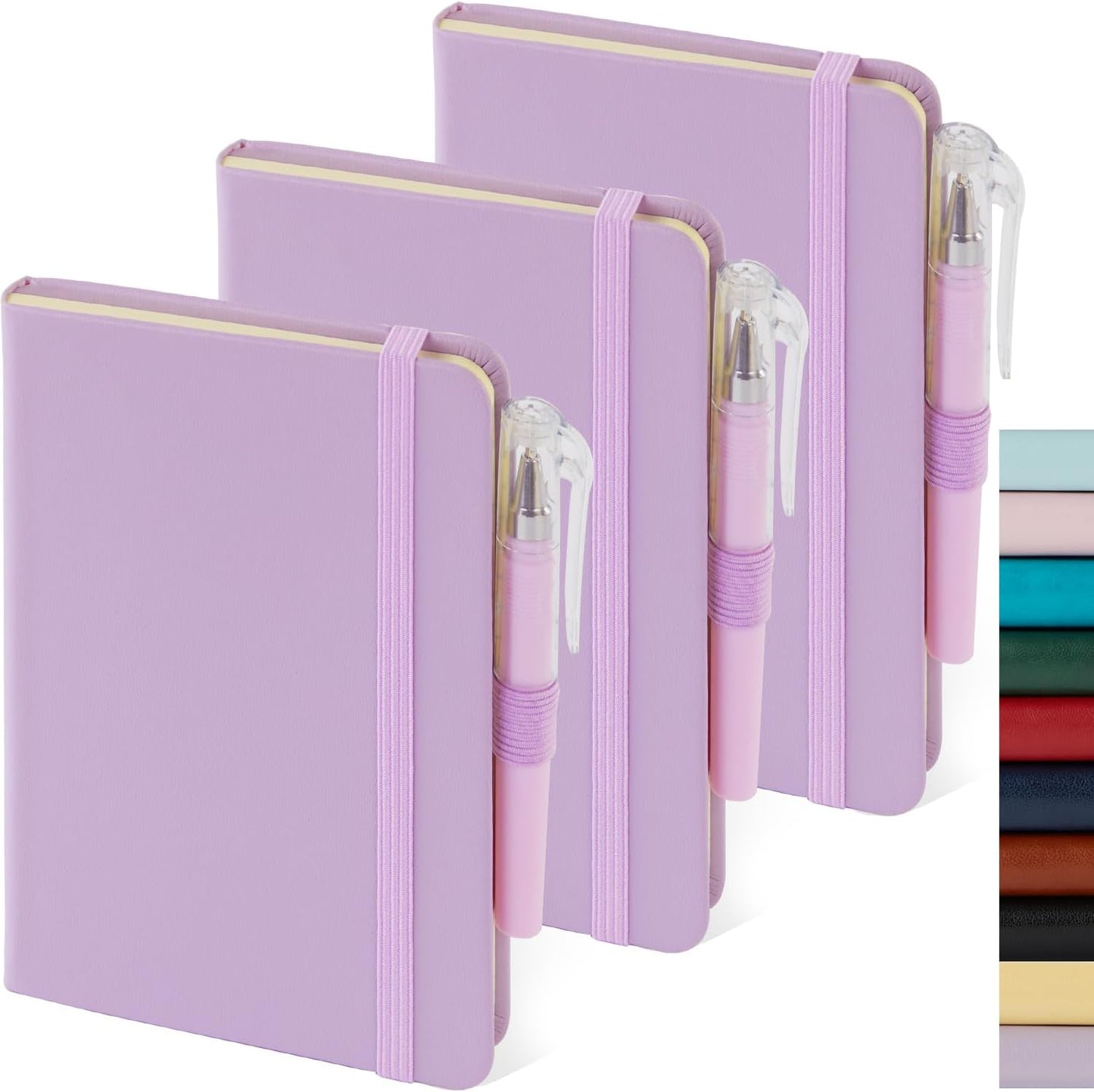 NIRMIRO Small Notebook Journals, 3 Pack Mini Pocket Note pads for Men & Women Writing, A6 Small Leather Notepad 3.7" x 5.7" with Pen, Black, Red, Green