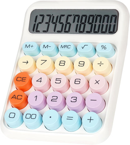 Mechanical Switch Calculator with Big Buttons, Calculators Desktop, 12 Digits, Large LCD Display, Desk Calculator, Cute Pink Calculators for Teachers Students Basic Office (Pink)