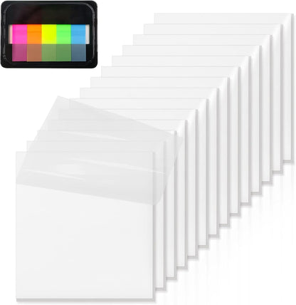 800 Sheets Transparent Sticky Notes, 3x3 Inch 14 Pads Self-Adhesive Translucent Clear See Through Post Sticky Notes for Planner Office School College Teacher Student Supplies 6 Bright Color
