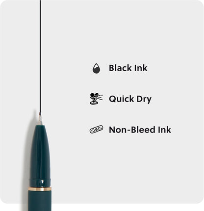 U Brands Catalina Felt Tip Pens, Set of 6 Black Ink Pens, Soft Touch Jewel Tones, Gold Details, Medium (0.7 mm) Point