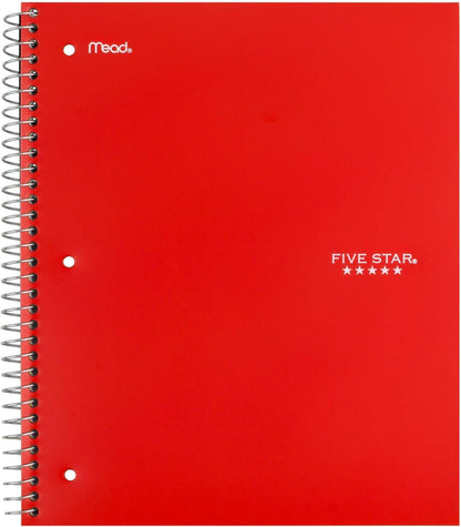 Five Star Spiral Notebook + Study App, 5 Subject, Wide Ruled Paper, 8" x 10-1/2", 200 Sheets, Fights Ink Bleed, Water Resistant Cover, Tidewater Blue (73196)