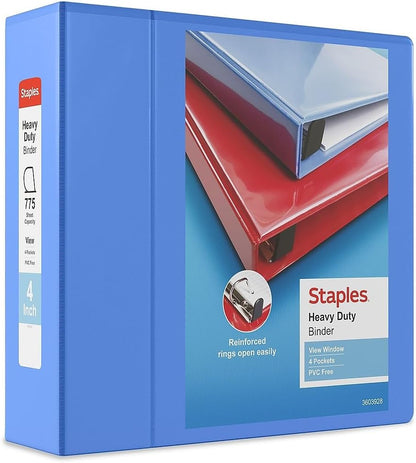 Staples Heavy-Duty 2-Inch D-Ring View Binder, Reinforced Spine, Holds Up to 450 Sheets, Gray, for Office & School