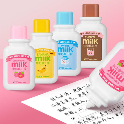 4PCS Cute Milk Bottle Style Correction Tape Office School Supplies (Random Color)
