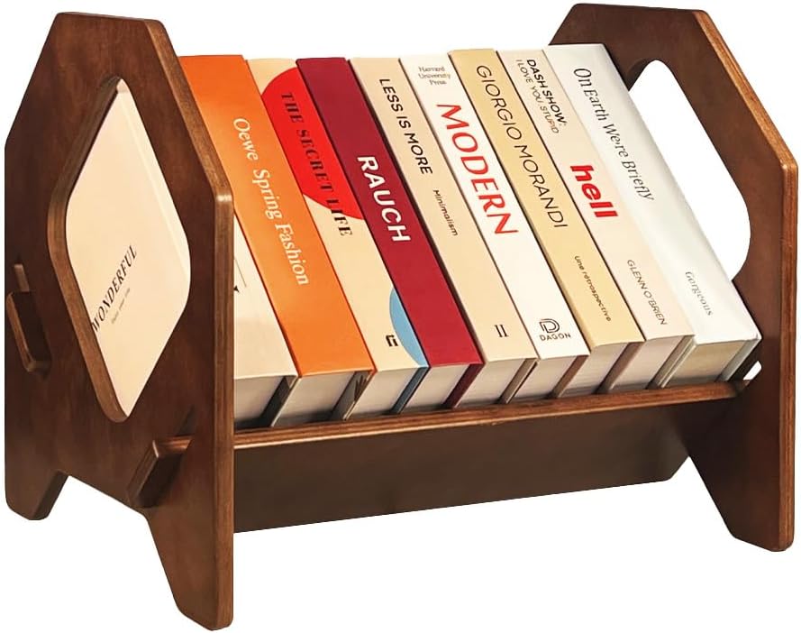 2 Pack Desktop Bookshelf, Stackable Book Organizer with Handle, storage rack for CD/Magazine/File Folder, Portable Small bookshelf for Study, Living room, Kid's room, No Nails, Medium Size