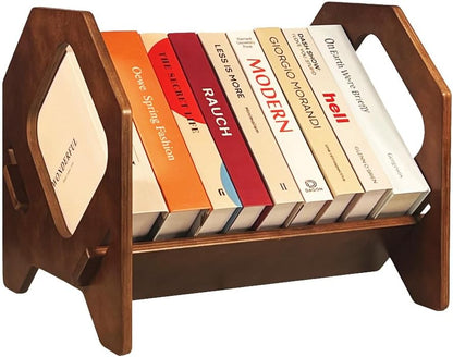 2 Pack Desktop Bookshelf, Stackable Book Organizer with Handle, storage rack for CD/Magazine/File Folder, Portable Small bookshelf for Study, Living room, Kid's room, No Nails, Medium Size