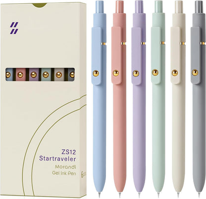 FIOVER 5pcs Gel Pens Quick Dry Ink Pens Fine Point Premium Retractable Rolling Ball Gel Pens Black Ink Smooth Writing for School Office Home