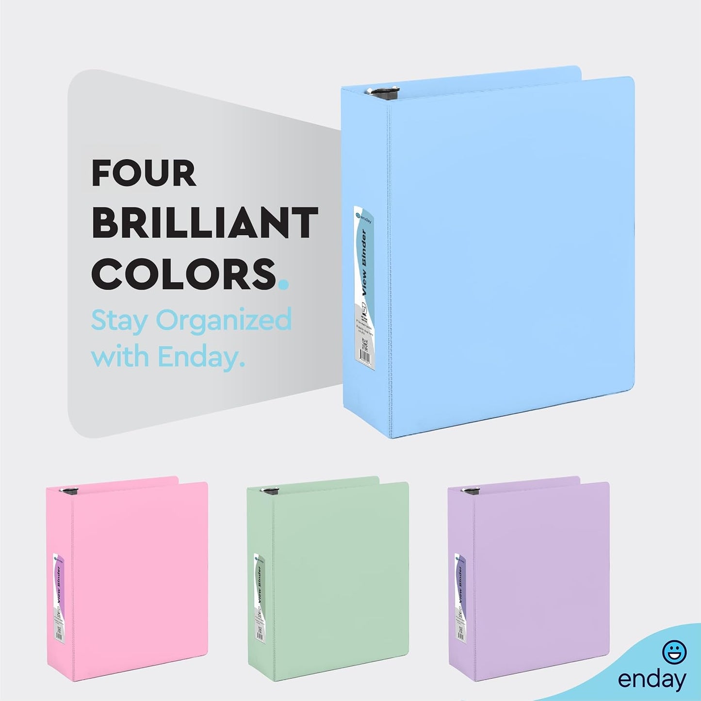 Enday 1.5 Inch Binder, Green - 1.5 Inch 3 Ring Binder, Round Ring Pastel with Clear View Cover for Letter Size 8.5 x 11'' Paper & 2 Inside Pockets, Ideal for School Supplies, Office, and Home