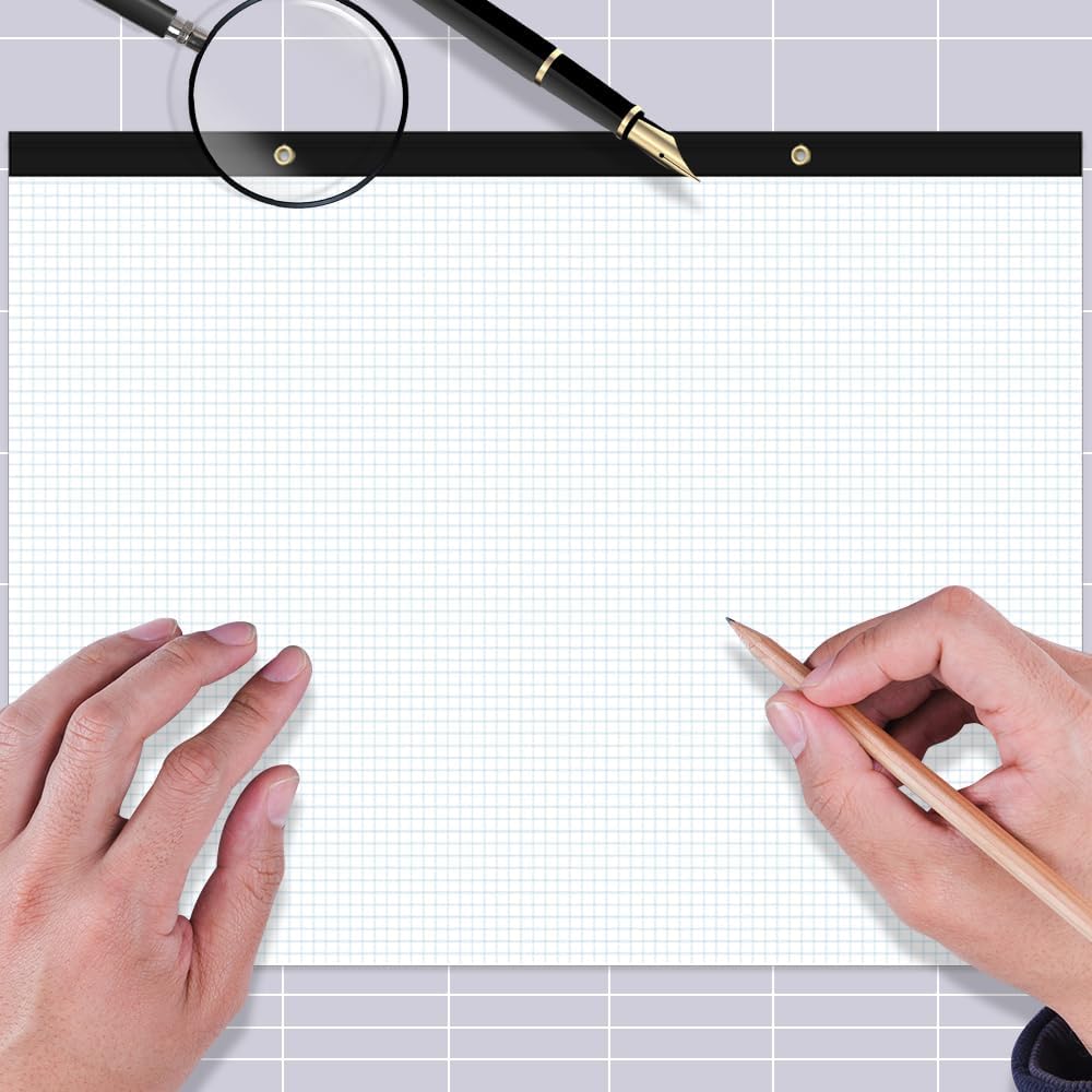 Large Engineering Graph Paper Pad - 22" x 17" Grid Paper Notepad, 4"x4" Blue Grid 50 Sheets/100 Pages Paper for Engineer Architect Designer Mathematician Draftsman