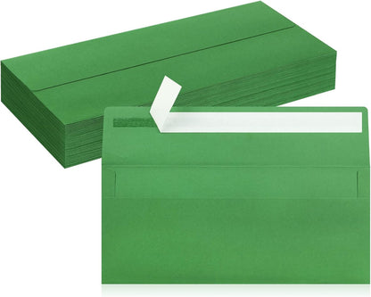 50 Pack #10 Business Envelopes, Sage Green Standard Envelopes Self Seal, Letter Size Mailing Envelopes for Checks Letters Invoices Statements Birthday Graduation Wedding, 4 1/8 x 9 1/2 Inch