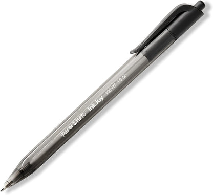 Paper Mate InkJoy 100RT Retractable Ballpoint Pens, Medium Point, Black, Box of 12 (1951254)