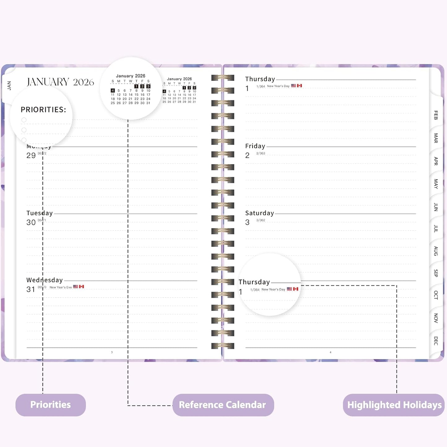 Planner 2026-2027, Weekly and Monthly Academic Year Calendar Planner, July 2026 - June 2027, Daily Agenda Book for Office School Supplies, A5(6.3'' x 8.5'')