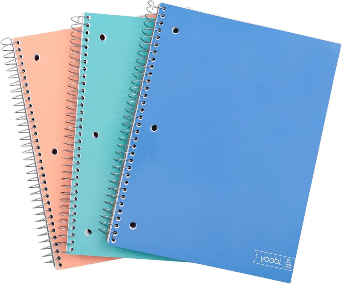Yoobi College Ruled 8 x 10.5” Spiral Notebook Set – 3-Pack of 1 Subject Notebooks, Pink, Purple & Black Celestial Patterns – 150 Perforated 3-Hole Punched Sheets
