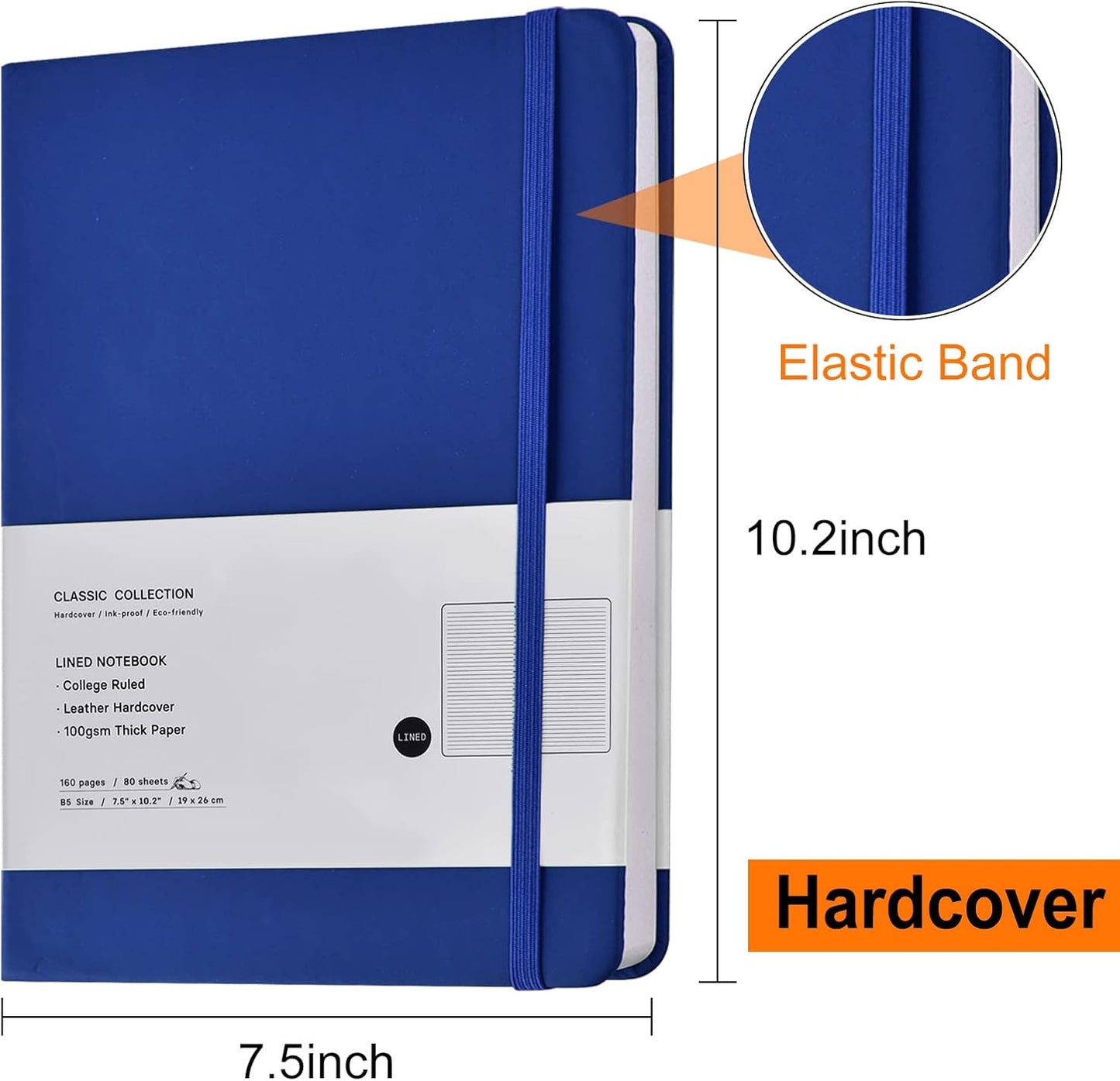 Coopay 3 Pack B5 Journal Notebooks Classic College Ruled Notebooks Hardcover Lined Journals for Office Home School Business Writing Note Taking, 10.2 x 7.5 inch, 100GSM Thick Paper, 160 Pages (Black)