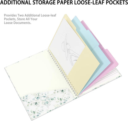 Rimilak Spiral Clipboards Folio with Refillable Lined Notepad, 14.5 x 9.8 In, Hardcover Cover with 5 Interior Pockets, Elastic Band and Pen Loop Series. Cute Stylish Clipfolio, Daisy Flower