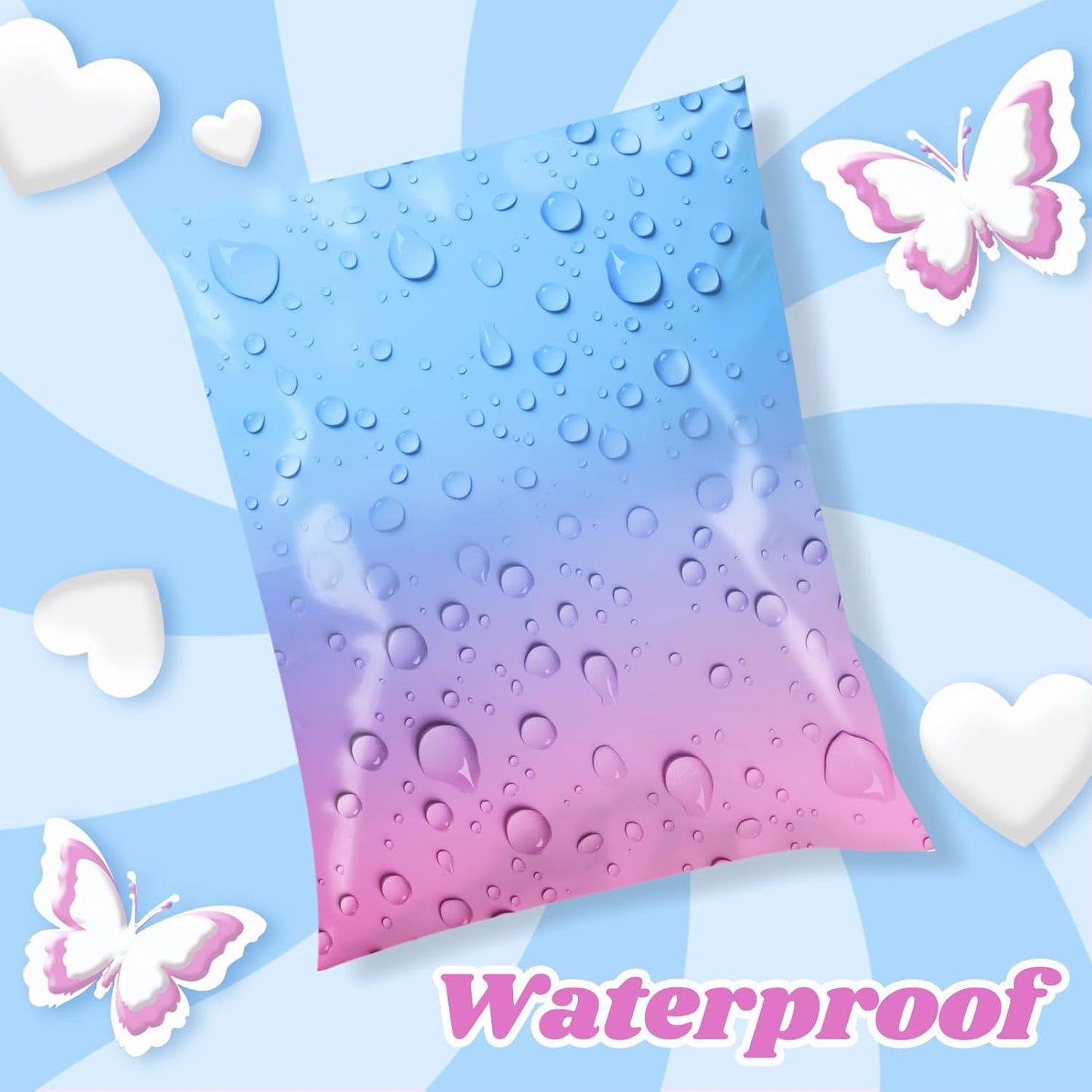 Metronic Cute Poly Mailers 10x13" 50pc Small Shipping Bags, Strong Adhesive Mailers Poly Bags for Business, Waterproof Mailing Envelopes for Packing Shipping Clothes Gifts, Gradient BluePink