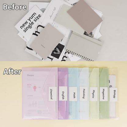 EOOUT 30 Pack 10 Color Plastic Envelopes Poly Envelopes, Hook & Loop Closure File Folders Clear Document Folders File Envelopes with Label Pocket A4 Size