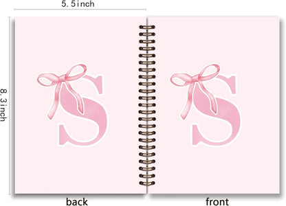 Blue Bow Journal Notebook for Girls,Initial H Journals Personalized Diary Gifts for Teen Girl Kids,Monogrammed Gifts for Women,Trendy Coquette Cute Hardcover Spiral Notebook 5.5 x 8.3 - Colors B