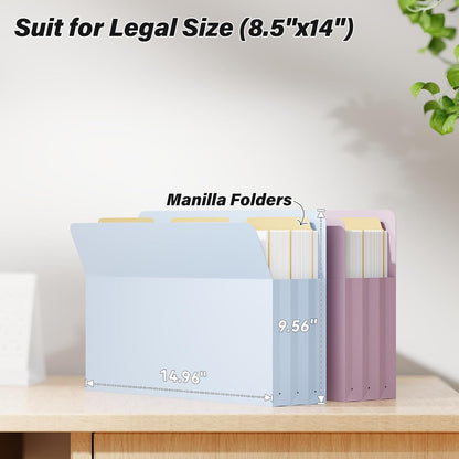 Ansook Poly Legal Size 5.25" Expansion File Pockets,6 Pack Pastel Large Capacity File Pockets Folders,Heavy Duty File Pocket for Cabinet,with Straight-Cut Tab,hold 8.5" x 11" documents & Manila Folder