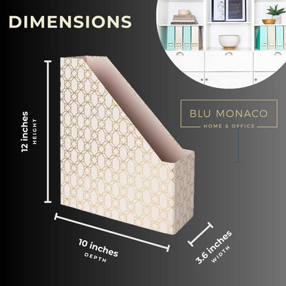 BLU MONACO | Cardboard Magazine File Holder Set of 4 | Vertical Magazine File Holder for Desk and Shelves | Standing File Holder for Classroom School Paper Storage
