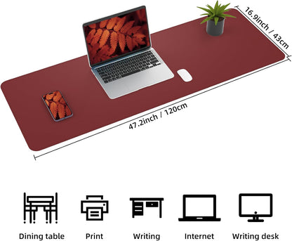 Large Desk Mat 47.2" x 17" Leather Desk Pad Protector with Natural Cork & PU Leather, Non-Slip Office Desk Mat, Large Mouse Pad, Waterproof Desk Blotter pad for Office&Home(Black)