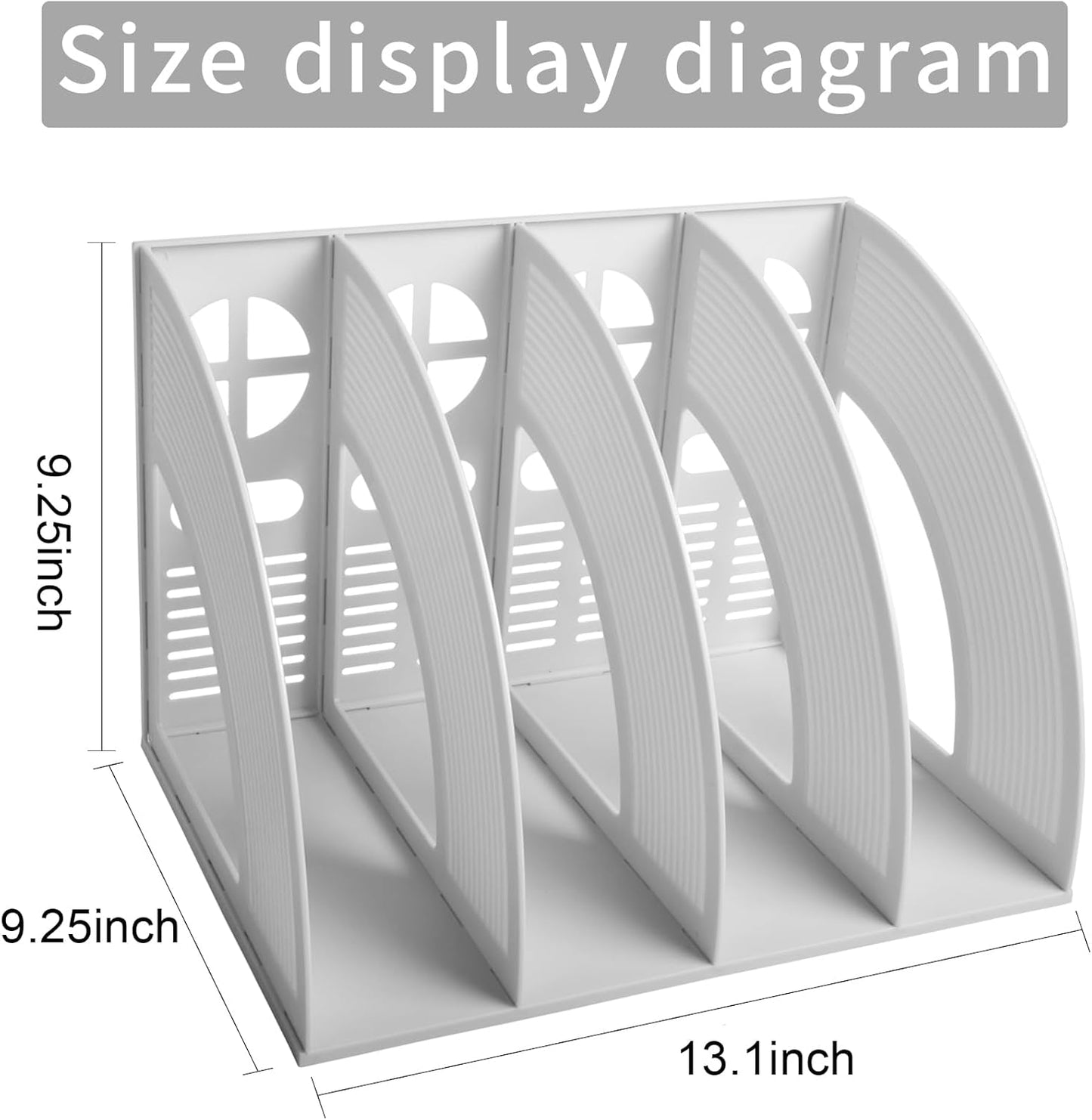 Marte Vanci Magazine File Holder Vertical PP Folder Book Desktop Organizer Plastic Storage Sturdy Vertical 4 Section Folder (Purple)