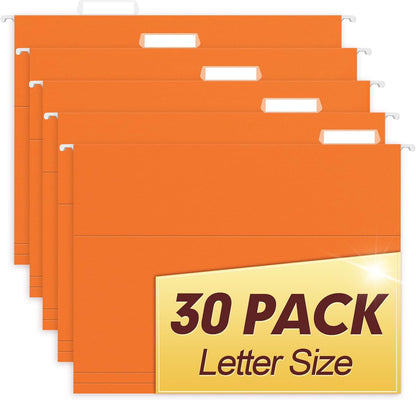 HERKKA Hanging File Folders, 30 Pack Reinforced Letter Size Hanging Folders, Designed for Bulky Files, Filing Cabinet, 1/5-Cut Adjustable Tabs (Blue)